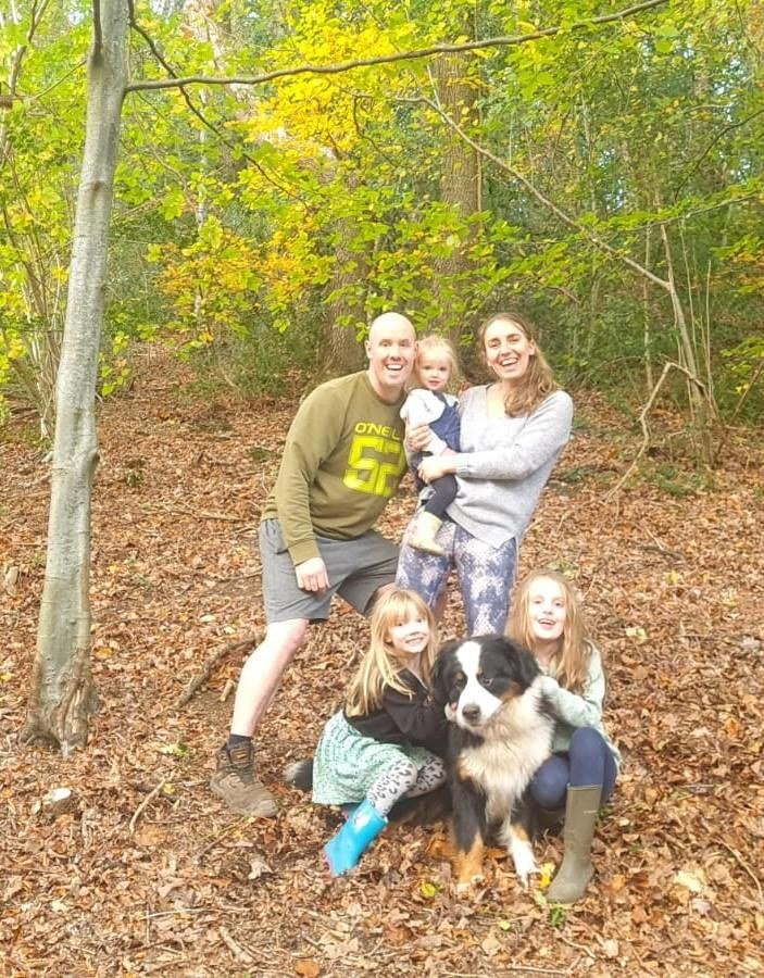 Our family together in the woodland at Tree Tops and Train Tracks in North Wales