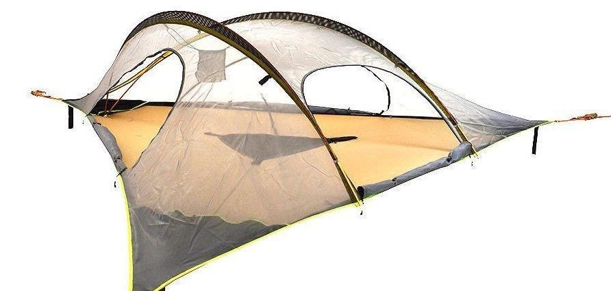 Tentsile suspended tree tent used for our woodland tree tent stays at Tree Tops and Train Tracks in North Wales