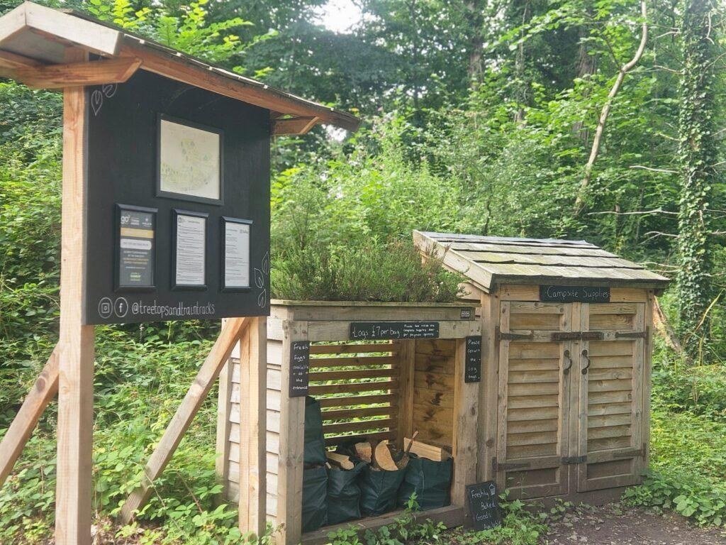 Self-service campsite supplies and firewood store at our woodland campsite in North Wales